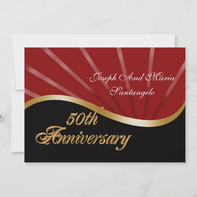 invitación de fiesta de aniversario 50 años dorado (Anverso)