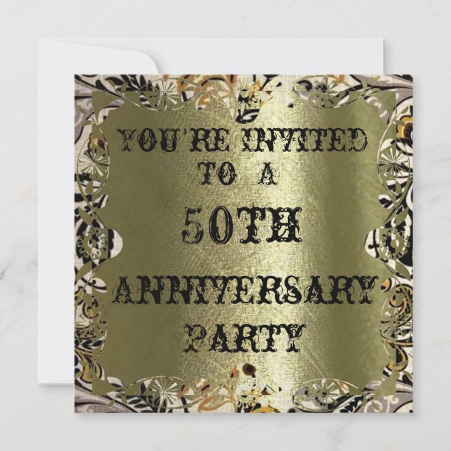 Invitación de fiesta de aniversario 50 en oro (Anverso)