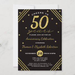Invitación de fiesta de aniversario 50, falso oro