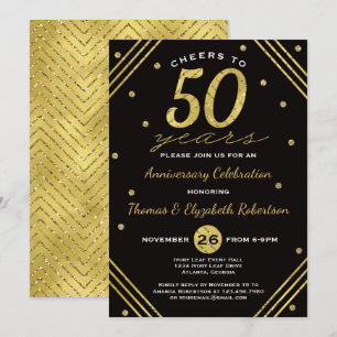 Invitación de fiesta de aniversario 50, falso oro