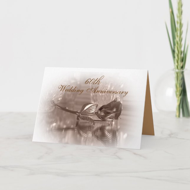 invitación de fiesta de aniversario 60 oro rosa (Anverso)