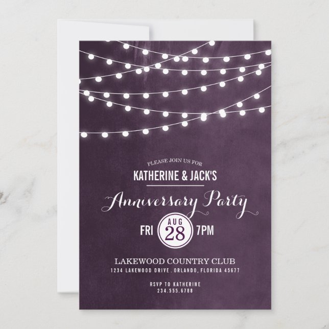 Invitación de Fiesta de Aniversario con Luces de C (Anverso)