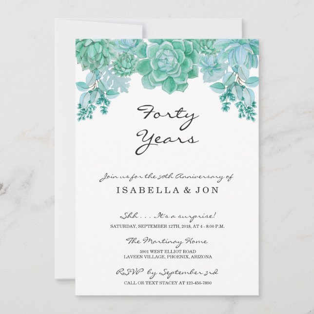 Invitación de fiesta de aniversario de boda con su (Anverso)