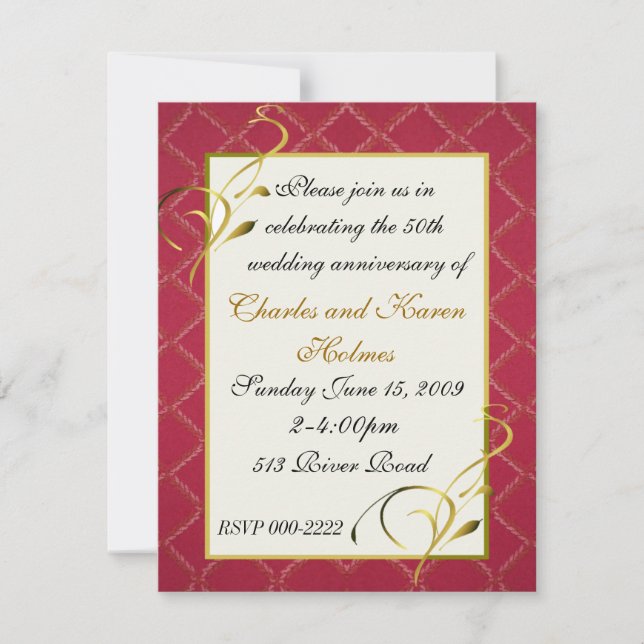Invitación de fiesta de aniversario de boda elegan (Anverso)
