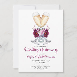Invitación de fiesta de aniversario de boda floral