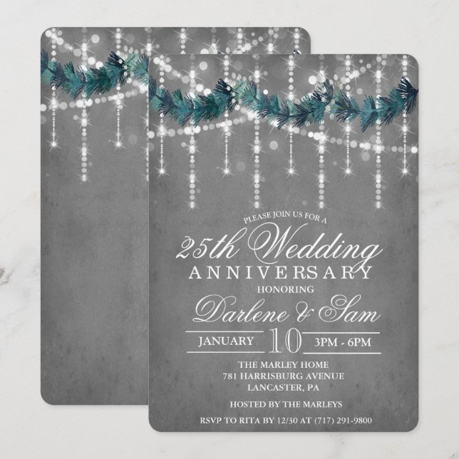 Invitación de fiesta de aniversario de bodas de in (Anverso / Reverso)