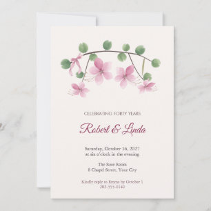 Invitación de fiesta de aniversario de la flor de 