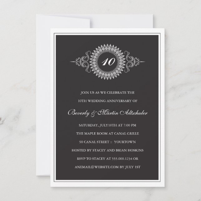 Invitación de fiesta de aniversario de medallón (Anverso)