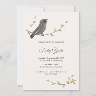 Invitación de fiesta de aniversario del pájaro gol