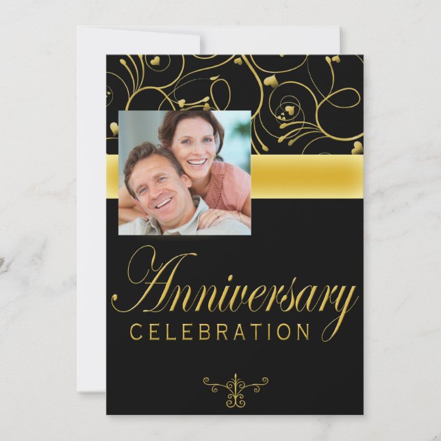 Invitación de fiesta de aniversario número 25 con  (Anverso)