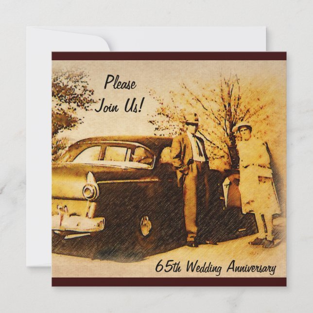 Invitación de fiesta de aniversario vintage para o (Anverso)