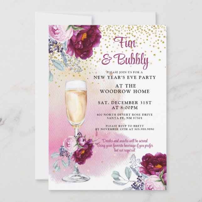 Invitación de fiesta de Año Nuevo (Anverso)