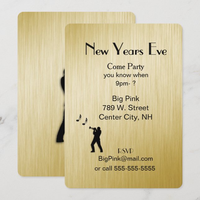 Invitación de fiesta de Año Nuevo (Anverso / Reverso)