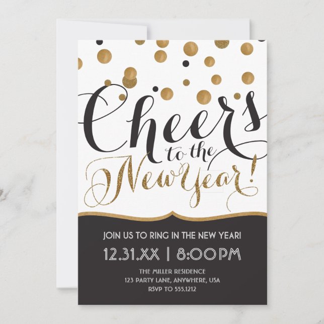 Invitación de fiesta de Año Nuevo (Anverso)