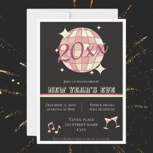 Invitación de fiesta de año nuevo 2025 bola de dis