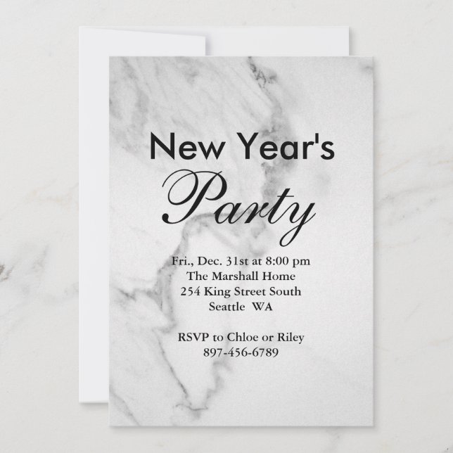 Invitación de fiesta de Año Nuevo al Mármol (Anverso)