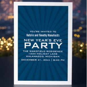 Invitación de Fiesta de Año Nuevo con franjas este