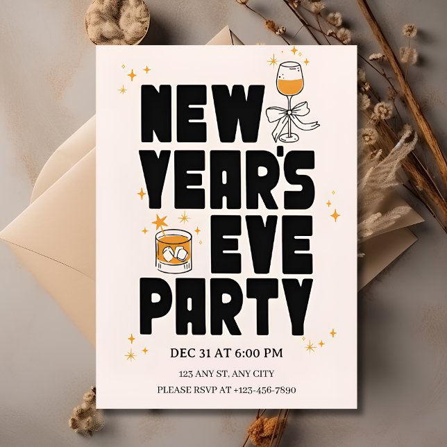 Invitación de fiesta de Año Nuevo editable 2026 (Editable New Year Party Invitation 2026
)