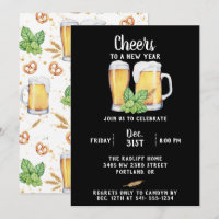 Invitación de fiesta de Año Nuevo estilo pub