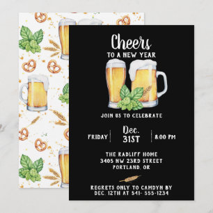 Invitación de fiesta de Año Nuevo estilo pub