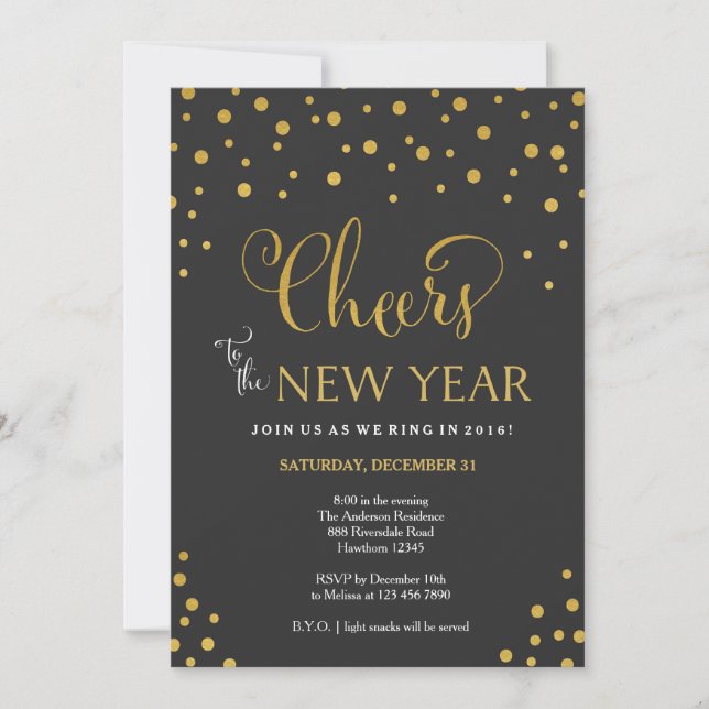 Invitación de fiesta de Año Nuevo / Fiesta de Año  (Anverso)
