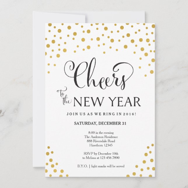 Invitación de fiesta de Año Nuevo / Fiesta de Año  (Anverso)