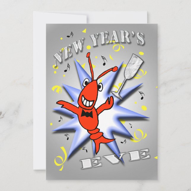 Invitación de fiesta de Año Nuevo para el pez gord (Anverso)