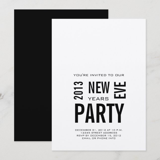 Invitación de fiesta de Año Nuevo Silver Modern 20 (Anverso / Reverso)