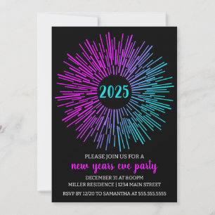 Invitación de fiesta de Año Nuevo Starburst