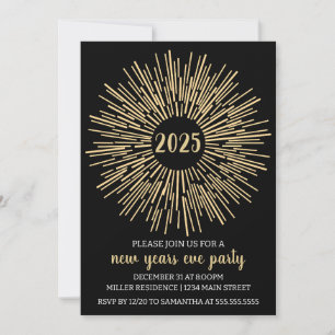 Invitación de fiesta de Año Nuevo Starburst