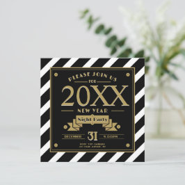 Invitación de fiesta de Año Nuevo y Negro al estil