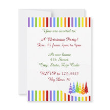 Invitación de fiesta de árbol de Navidad a rayas a