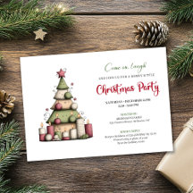 Invitación de fiesta de árbol de Navidad artístico