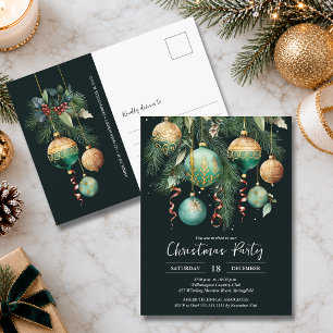 Invitación de fiesta de árbol de Navidad con adorn