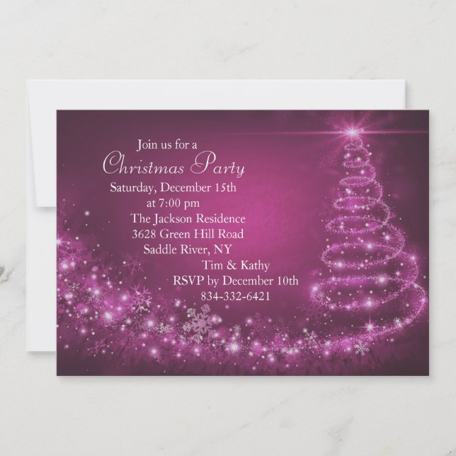 Invitación de fiesta de árbol de Navidad con deste (Anverso)