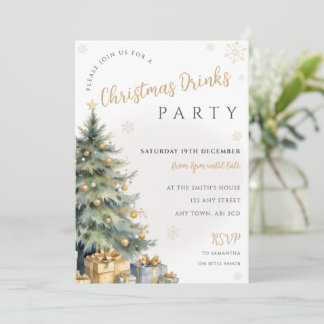 Invitación de fiesta de árbol de Navidad en verde