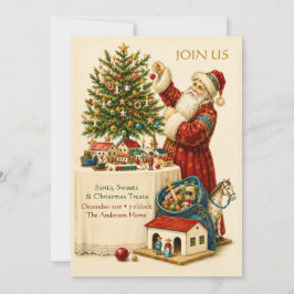 Invitación de fiesta de árbol de Navidad vintage