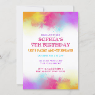Invitación de fiesta de arte con salpicaduras de p