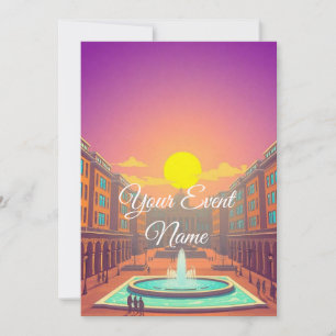Invitación de fiesta de arte pop del paisaje urban