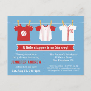 Invitación de fiesta de baby shower de béisbol de 