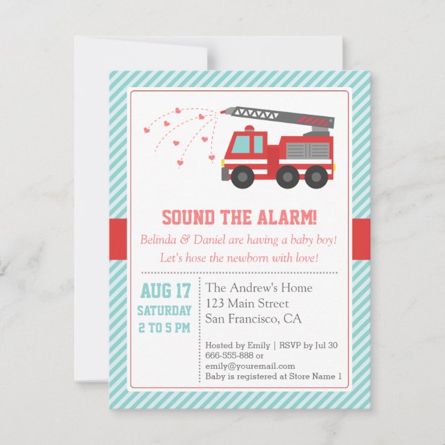 Invitación de fiesta de baby shower de camión de b (Anverso)
