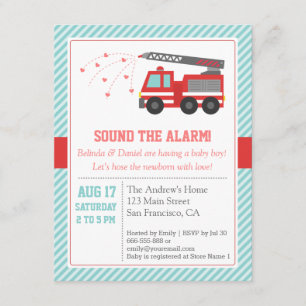 Invitación de fiesta de baby shower de camión de b