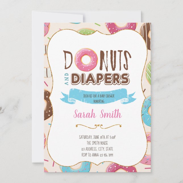 invitación de fiesta de baby shower de donut (Anverso)