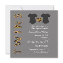 Invitación de fiesta de baby shower de gemelos chi