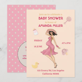 Invitación de fiesta de Baby Shower de mami retro