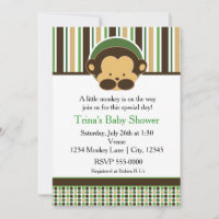 Invitación de fiesta de baby shower de mono de jun