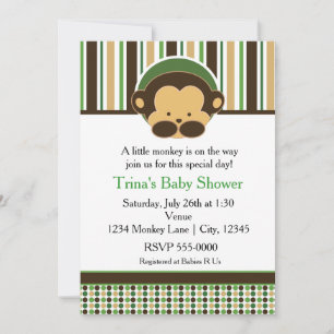 Invitación de fiesta de baby shower de mono de jun