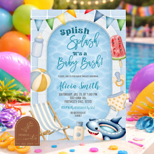 invitación de fiesta de baby shower de niño con pi