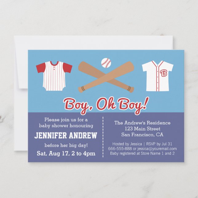 Invitación de fiesta de baby shower de niño de béi (Anverso)