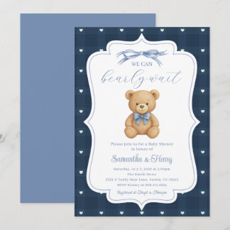 Invitación de fiesta de baby shower de osito de pe